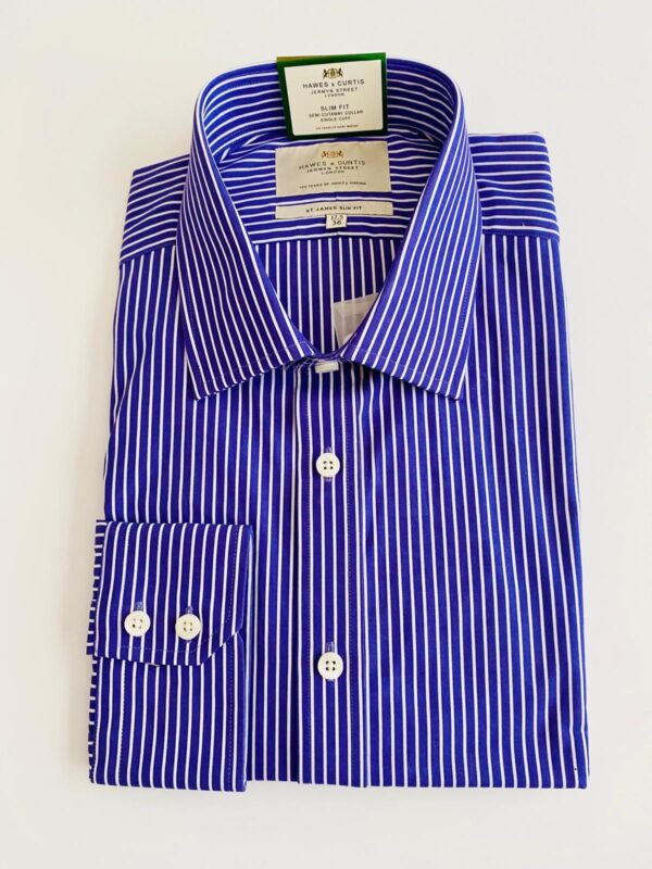 Purple & White Stripe Slim Shirt - Non-Iron