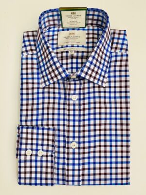 Blue & Brown Check Slim Fit Shirt - Non-Iron