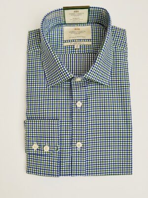 Green & Navy Multi Check Slim Shirt - Non-Iron