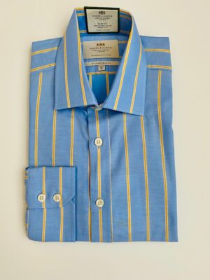 Yellow & Blue Stripe Slim Shirt - Non-Iron
