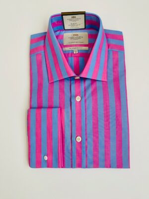 Pink & Blue Stripe Bold Slim Shirt - Non-Iron