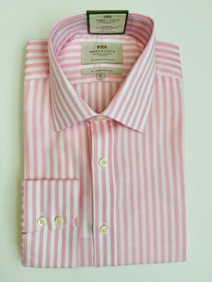 Pink & White Stripe Slim Shirt - Non-Iron
