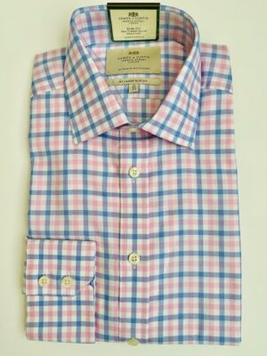 Blue & Pink Check Classic Slim Shirt - Non-Iron