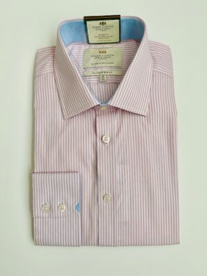 Blue & White Stripe Classic Slim Shirt - Non-Iron