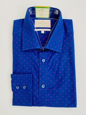 Navy & Pink Slim Shirt - Non-Iron