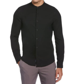 Wend Collarless Slim Black Shirt