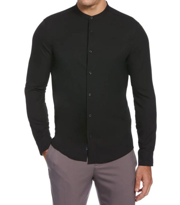 Wend Collarless Slim Black Shirt