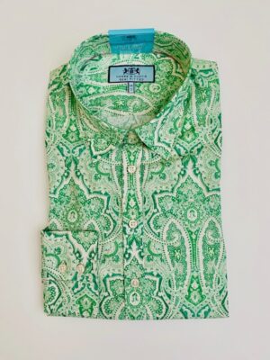 Green & Cream (Aspen Paisley) Semi-Fitted Cotton Shirt