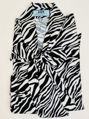 Black & White (Zebra Liner) Satin Pussybow Blouse